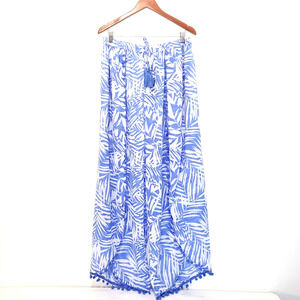 NEW!! Club Z Beach Swim Plus SIZE 2X Pom Pom Petal Leg Blue Coverup Pants Cute